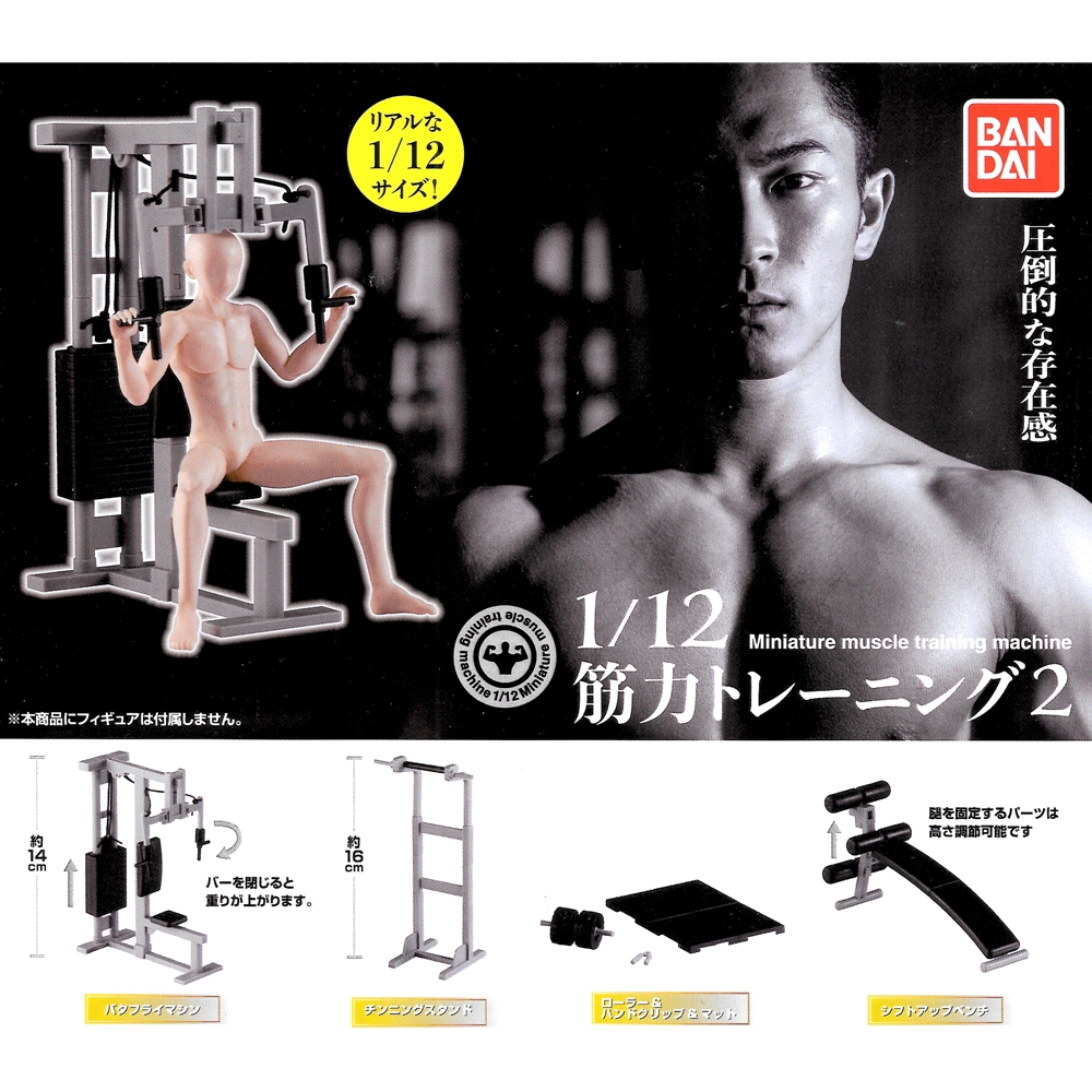 全套4款 日本正版 1比12健身器材 P2 扭蛋 轉蛋 迷你健身器材 模型 BANDAI 萬代 - 623199
