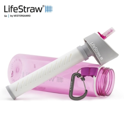 LifeStraw Go 二段式過濾生命淨水瓶 粉紅色(過濾、淨水、活性碳、登山露營)