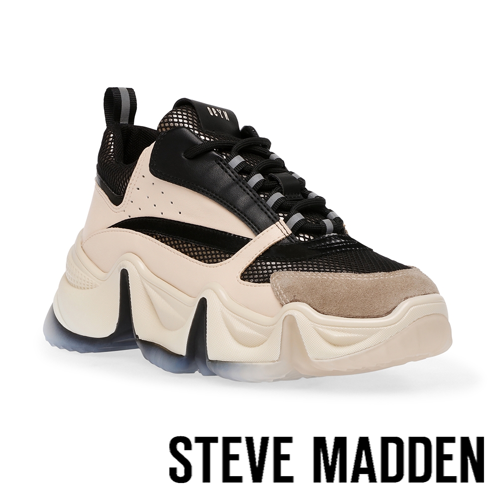 STEVE MADDEN-CITY SOUL 拼接厚底運動休閒鞋-杏色