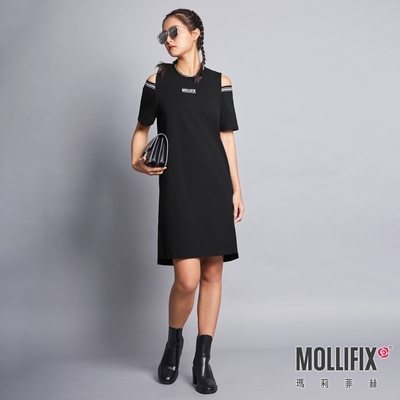 Mollifix 瑪莉菲絲 挖肩修身長版連身裙 (黑) 暢貨出清、連身裙、運動服、裙子