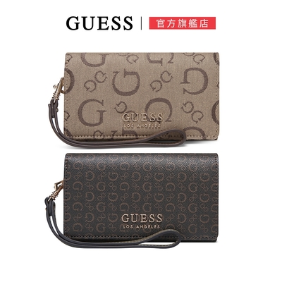 【GUESS】經典滿版LOGO手拿長夾-兩色可選