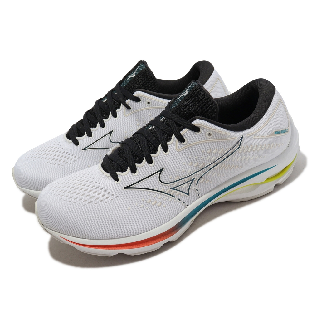 Mizuno 慢跑鞋 Wave Rider 25 男鞋 超寬楦 白 黑 路跑 緩震 運動鞋 美津濃 J1GC2104-09