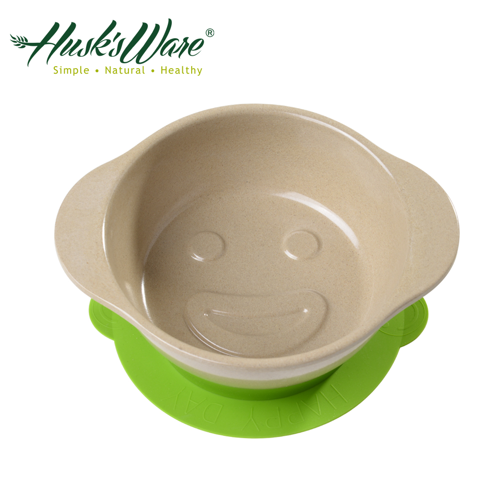 美國Husk’s ware稻殼天然環保兒童微笑餐碗-綠色