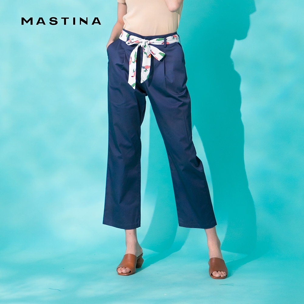 【MASTINA】外出休閒款印花腰帶-長褲(二色)