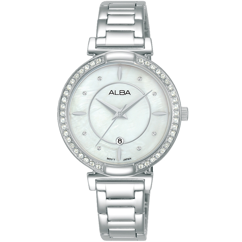 ALBA 雅柏 珍珠貝晶鑽女錶-VJ22-X389S/AH7BF7X1
