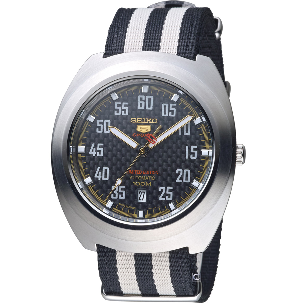 SEIKO 精工五號帆布限量機械錶(SRPA93J1)