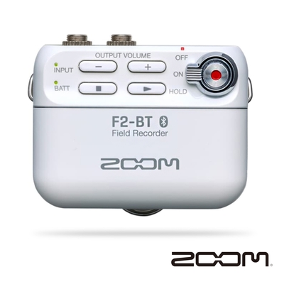ZOOM F2-BT 微型錄音機 + 領夾麥克風組 白色 / 藍芽版 公司貨