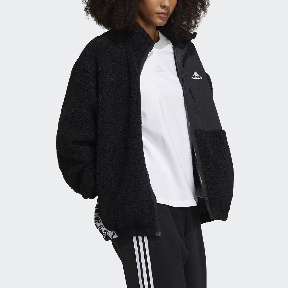 adidas 外套 BOA Jacket 夾克 女款 愛迪達 雙材質 保暖 穿搭 運動休閒 黑 白 HD0364