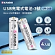 【4入組】 Kando USB充電式鋰電池 3號 1.5V  (UM-2A3) product thumbnail 1