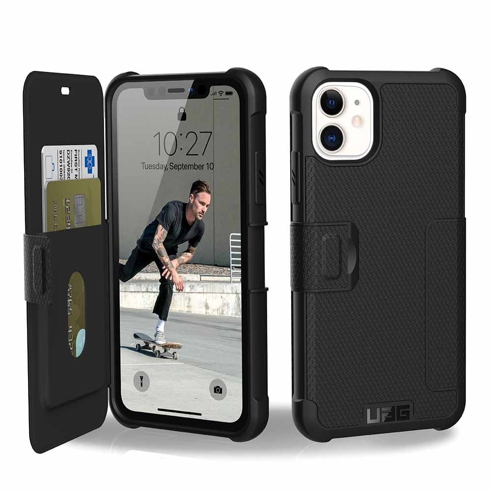 UAG iPhone 11 翻蓋式耐衝擊保護殼-黑