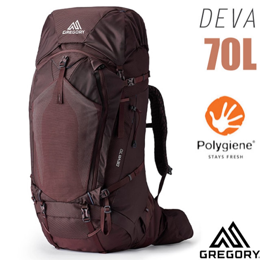 GREGORY 女新款 DEVA 70 專業網狀透氣健行登山背包 (附全罩式防雨罩)_茄子色