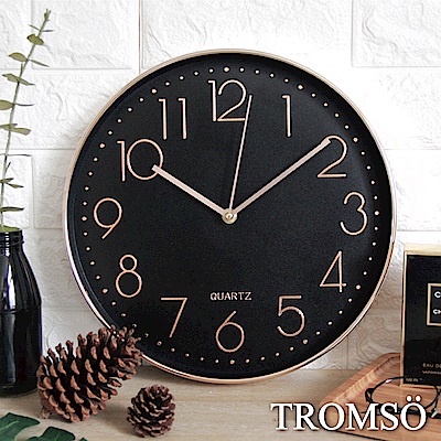 TROMSO紐約時代玫瑰金靜音時鐘-時代數字黑