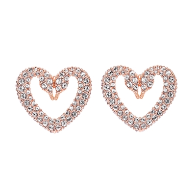 SWAROVSKI施華洛世奇 Una雙天鵝玫瑰金水晶針式耳環