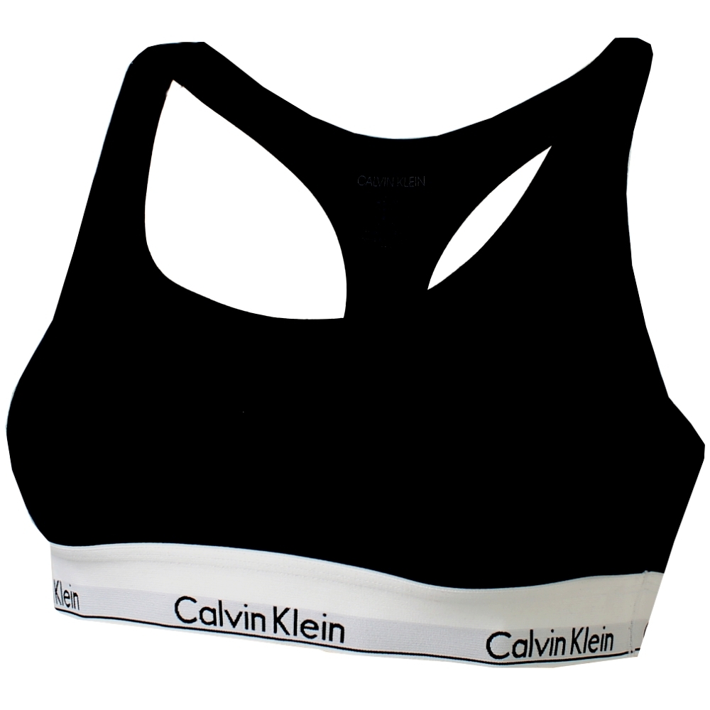 【Calvin Klein】ck Modern Bralette無襯墊棉質運動背心(黑色)