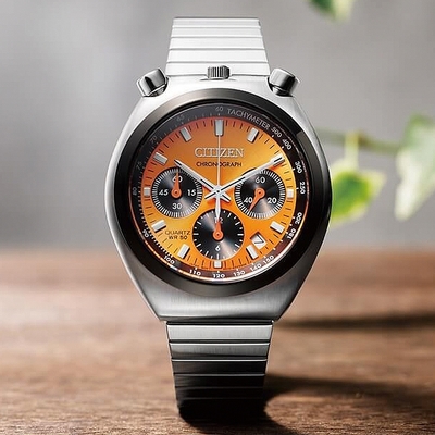 CITIZEN 星辰 Chronograph Tsuno Chrono 限定款 牛頭錶 計時手錶 送禮推薦-橘 AN3660-81X