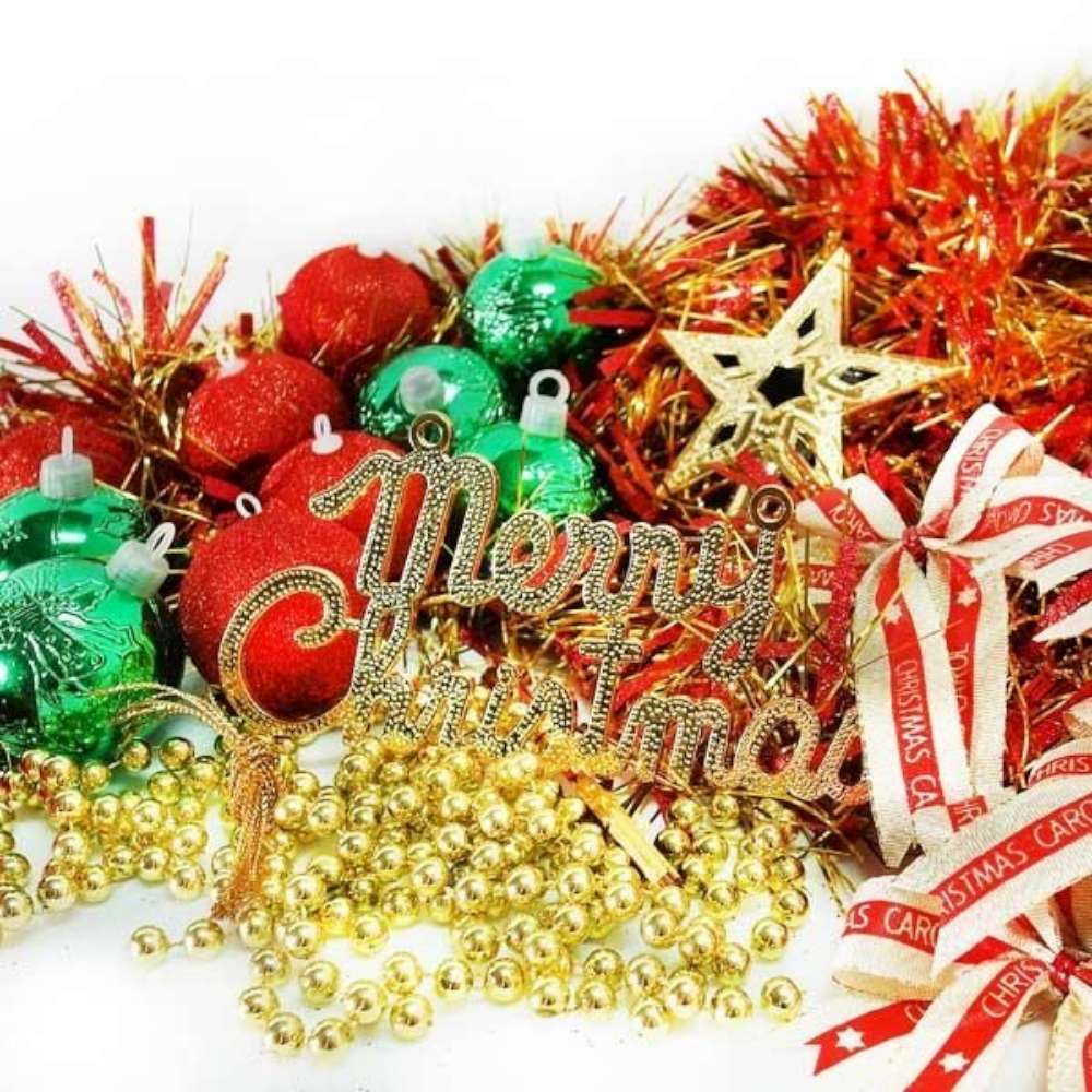 摩達客 聖誕裝飾配件包組合~紅綠金色系(2尺(60cm)樹適用)(不含聖誕樹)(不含燈)