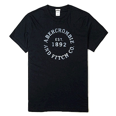 麋鹿 AF A&F 經典印刷文字圖案短袖T恤-黑色