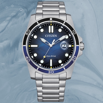 CITIZEN星辰 GENT S系列 光動能 水波紋時尚腕錶 禮物推薦 畢業禮物 41.5mm/AW1810-85L