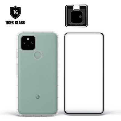 T.G Google Pixel 5 手機保護超值3件組(透明空壓殼+鋼化膜+鏡頭貼)