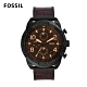 FOSSIL Bronson 咖啡棕計時手錶 男款 棕色皮革錶帶 50mm FS5713 product thumbnail 1