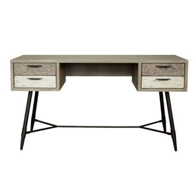 文創集 艾莉 工業風4.7尺實木四抽書桌-140x60x74cm免組