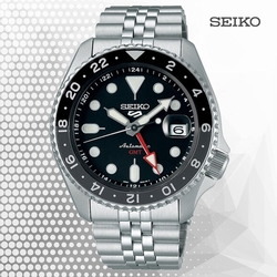 SEIKO精工 5 Sports 精工5號 GMT 兩地時間 機械錶-42.5mm SSK001K1/4R34-00A0D 黑灰