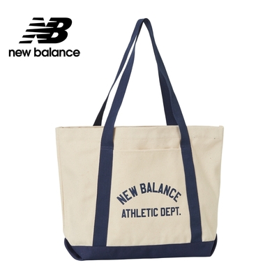 【New Balance】 大容量帆布肩背托特包_中性_杏/深藍_LAB23110NNY