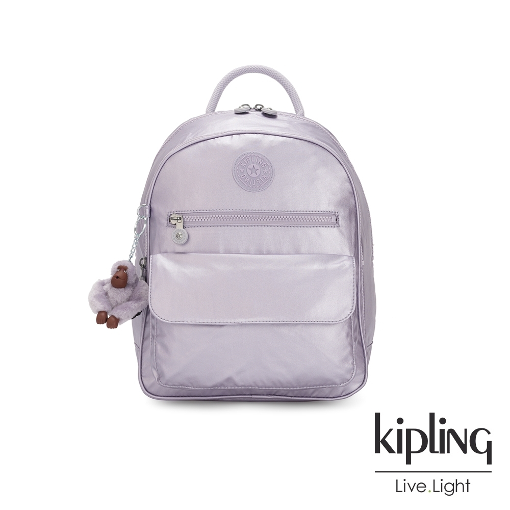 Kipling 時尚香檳淡雅紫休閒雙肩後背包-ROSE