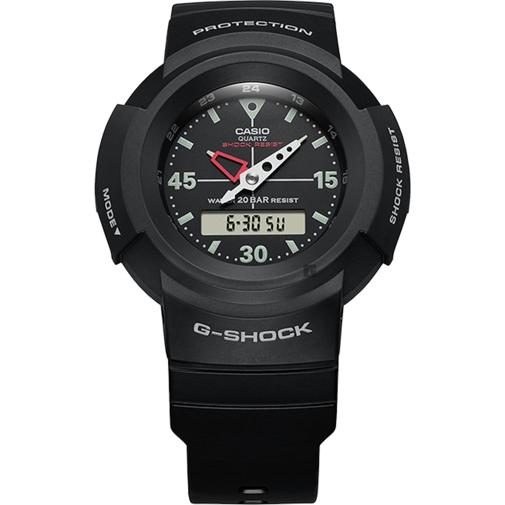 CASIO 卡西歐G-SHOCK 復刻ONE TONE雙顯計時手錶-黑AW-500E-1E | G