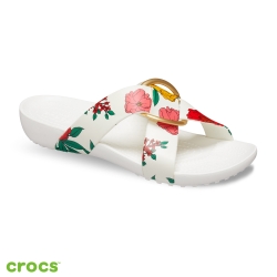 Crocs 瑟琳娜花漾女士圖案横帶涼拖