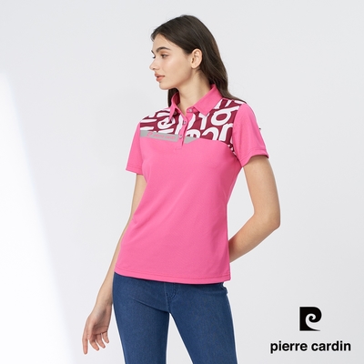 Pierre Cardin皮爾卡登 女款 吸濕排汗數位印花短袖polo衫-桃紅色(4247201-75)