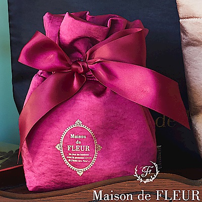 Maison de FLEUR 復古緞面蝴蝶結造型束口袋