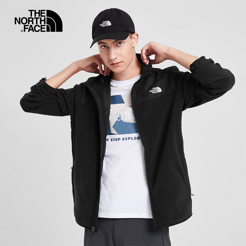 【The North Face 官方旗艦】北面男款黑色保暖抓絨立領外套｜49AEJK3