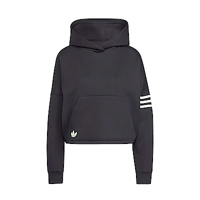 Adidas NEUCL Hoodie IU2497 女 連帽 上衣 帽T 休閒 三葉草 寬鬆 太空棉 舒適 黑綠