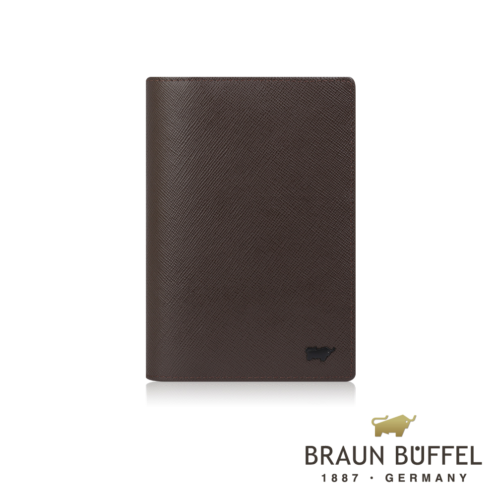 【BRAUN BUFFEL 德國小金牛】台灣總代理 洛菲諾P 5卡護照夾-咖黑色/4BF334-501-DM