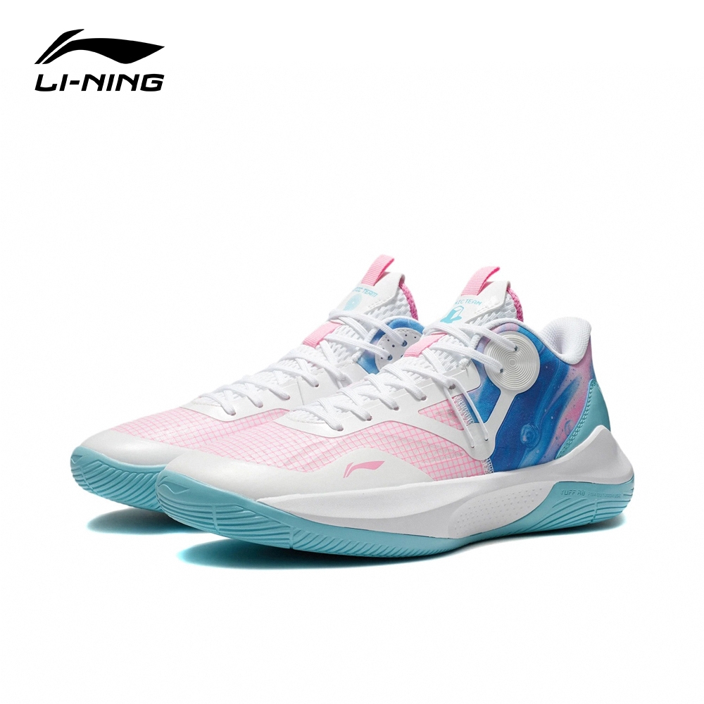 【LI-NING 李寧】音速 Team Low男子透氣清涼籃球場地鞋 白/桃木粉(ABPS023-1)