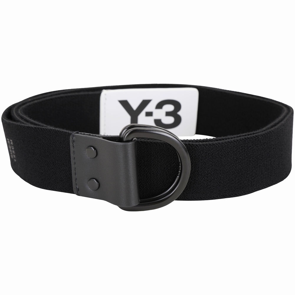 Y-3 ELASTIC D型環釦撞色字母標彈性腰帶(黑色)