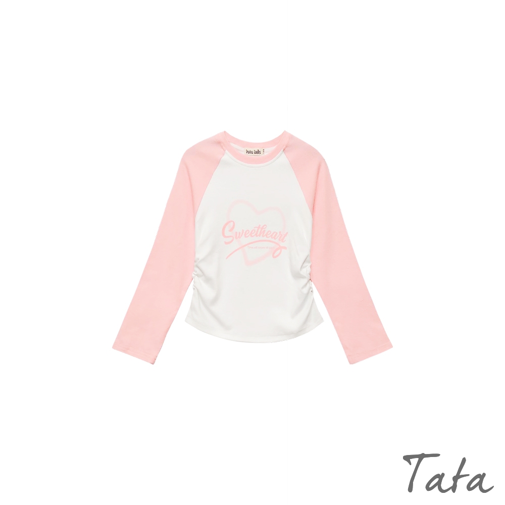 TATA KIDS 童裝 愛心字母印花粉色系T恤