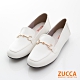 ZUCCA-環釦金屬皮革平底鞋-白-z6902we product thumbnail 1