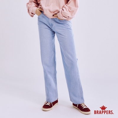 BRAPPERS 女款 Boy friend系列-中腰全棉寬褲-淺藍