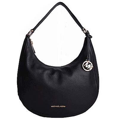 MICHAEL KORS LYDIA 經典LOGO牛皮肩背包-黑