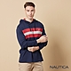 Nautica 男裝 撞色拼接長袖連帽T恤-深藍 product thumbnail 1