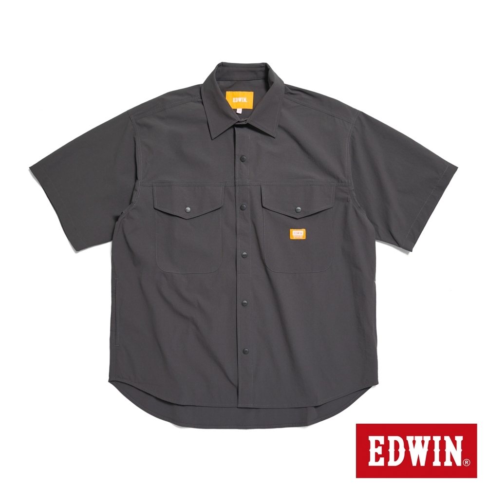 EDWIN 橘標 涼感機能寬版短袖襯衫-男-暗灰色