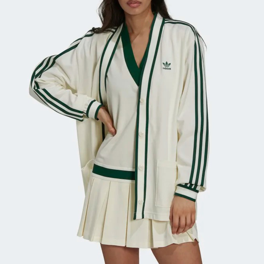 Adidas Original Cardigan H56436 女 外套 網球 休閒 開襟 夾克 米綠