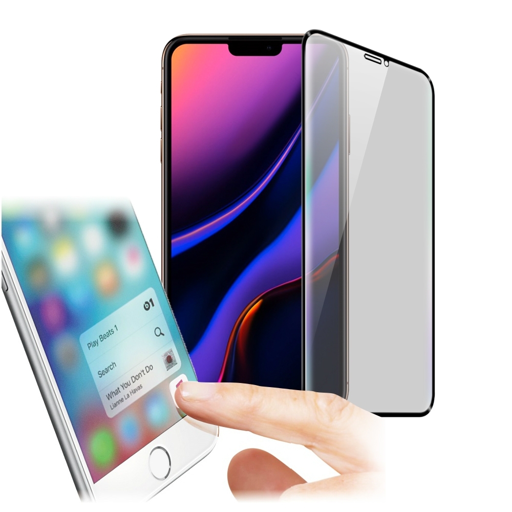 Xmart for iPhone11 Pro Max 6.5防指紋霧面滿版玻璃保護貼-黑色
