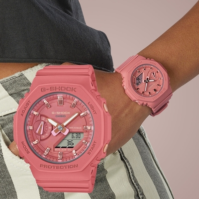 CASIO 卡西歐 G-SHOCK 珊瑚粉 農家橡樹 八角雙顯手錶 送禮推薦 GMA-S2100-4A2