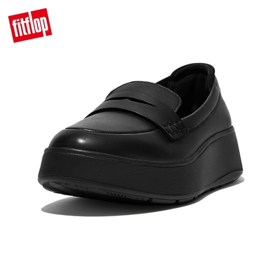 【FitFlop】F-MODE LEATHER FLATFORM PENNY LOAFERS厚底樂福鞋-女(靚黑色)