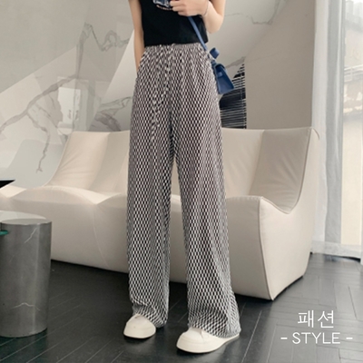 2F韓衣-簡約百搭氣質經典格紋造型長褲-2色(M~XL)