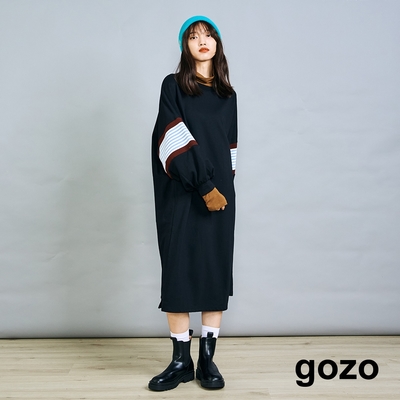 gozo-羅紋澎澎袖衛衣洋裝(兩色)