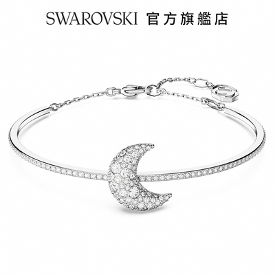 SWAROVSKI 施華洛世奇 Luna 手鐲 月亮, 白色, 鍍白金色